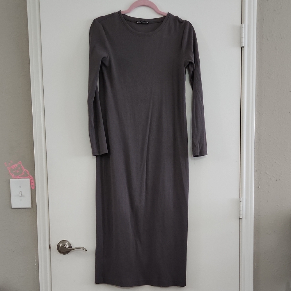 Zara Charcoal & Grey Long Sleeve Dress | Size M
